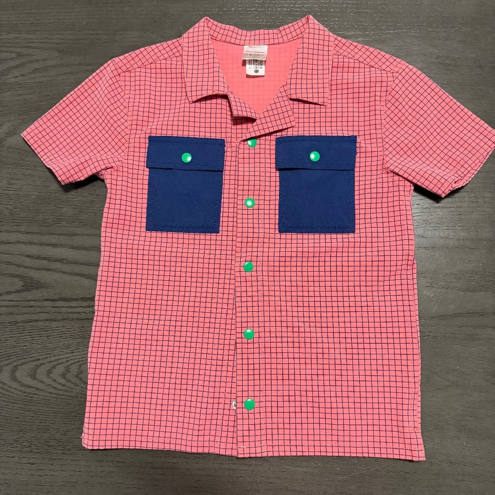 Hanna Andersson Boys Short Sleeve Button Down Shirt Size 6-7(120cm)